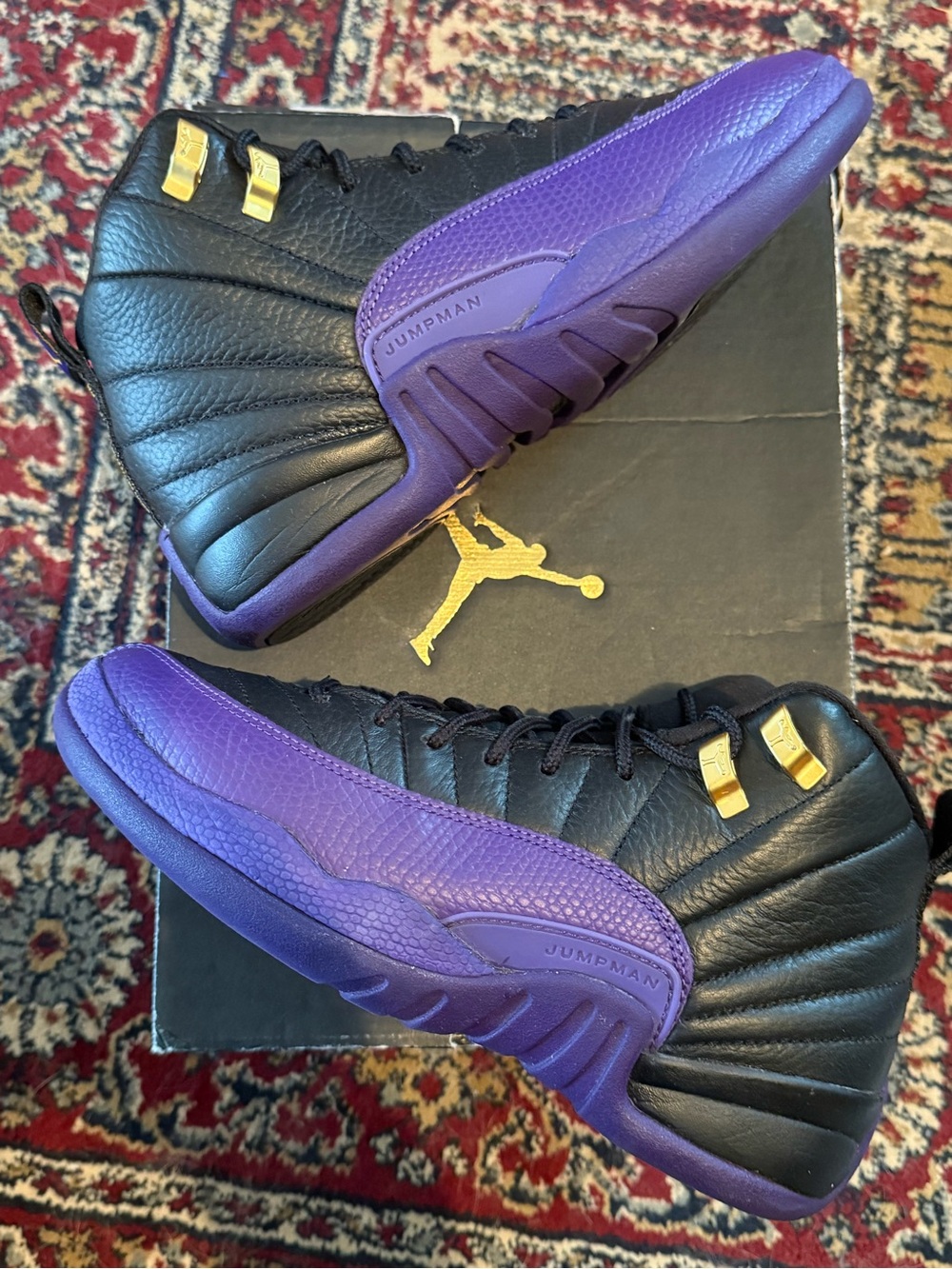 Jordan 12 Retro Field Purple - Shoes in Black & Purple with Gold Accents